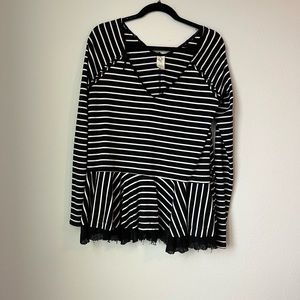 Free People Black and White Stripe Tee Size: S